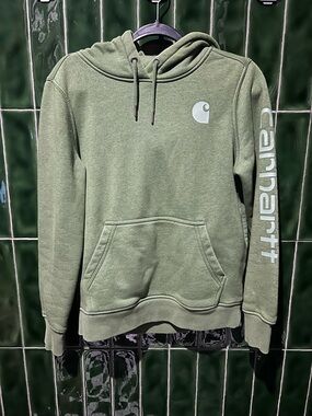 Carhartt Olive Green Relaxed Fit Hoodie with Logo Label